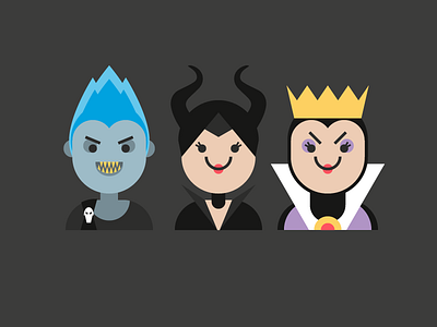 Disney Villains cute disney evil queen flat hades halloween maleficent vectober vector villains