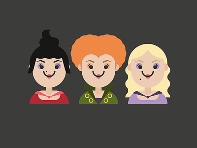Sanderson Sisters cute design disney flat halloween mary sanderson sanderson sisters sarah sanderson vectober vector winifred sanderson witches