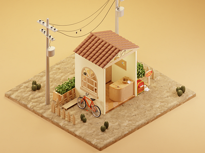 Small Post Office 3d 3d blender b3d blender design illustration