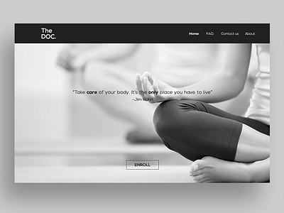 Landing page 003 black and white dailyui desktop landing page ui web webpage website yoga