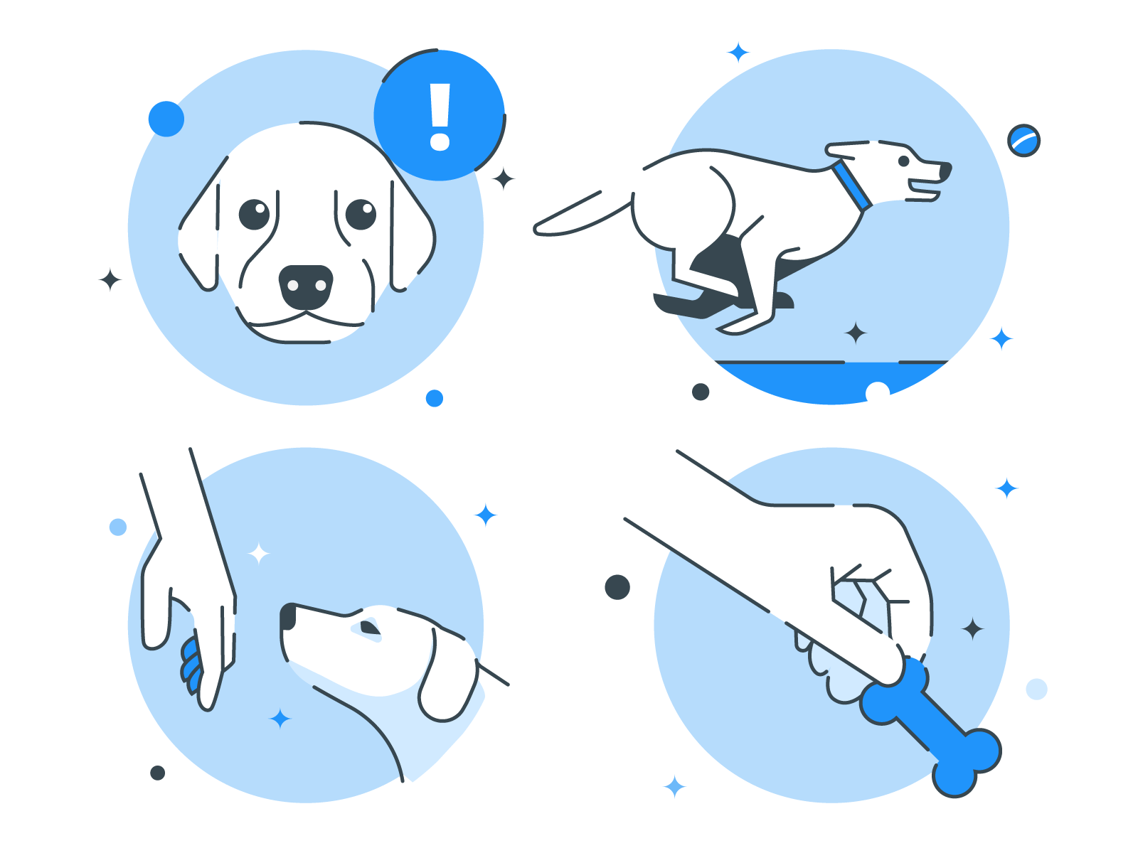 Elements of an infographic about dogs and visitors stroke delivery dog icon outline face infographic flat design character vector illustration