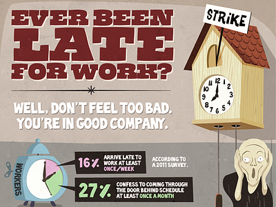 How to get away with being late for work infographic
