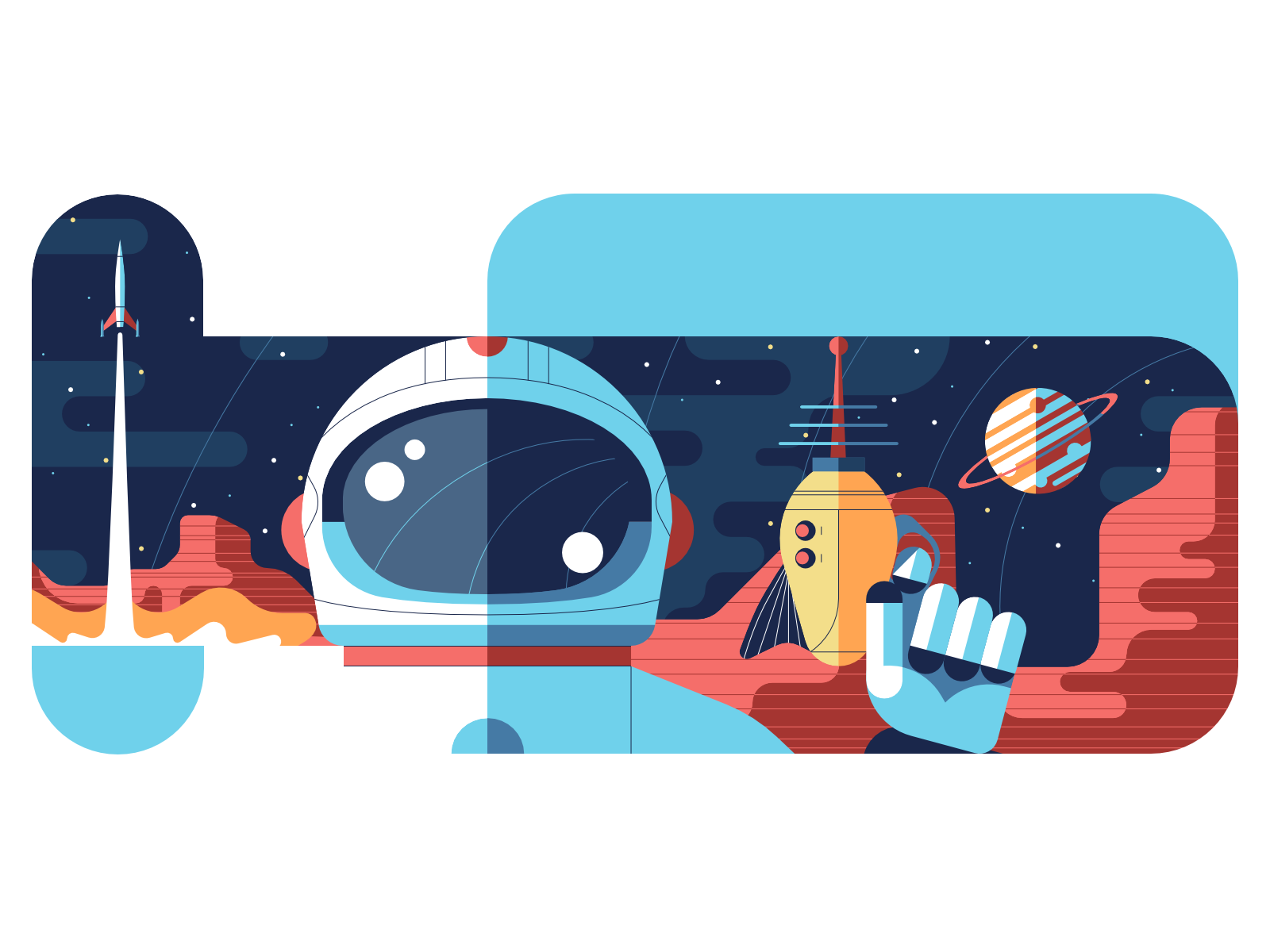 Spaceman affinity astronaut character design flat head illustration laser pistol planet portrait sci-fi space spaceship star stroke vector