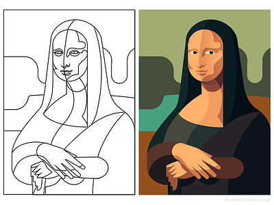 Mona Lisa - infographic element character da design flat illustration leonardo lisa mona outline painting portrait vinci