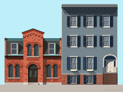 Houses #2 brooklyn brownstone building downtown flat flat design home house illustration suburbs