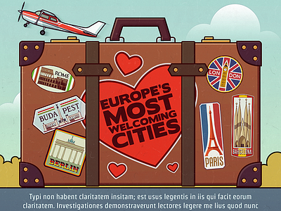 Infographic header (2x) case city europe infographic luggage sticker travel