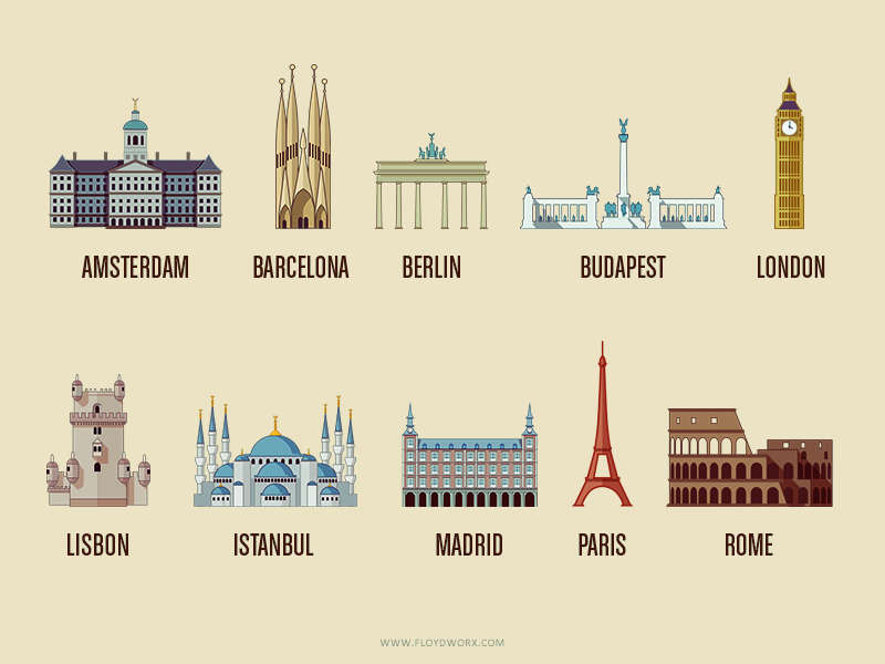 Some european cities (2x) by Csaba Gyulai on Dribbble