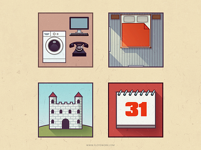 Travel-theme infographic elements #1 calendar castle computer elements flat icons infographic machine room telephone washing