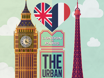 The urban head to head infographic ben big city design eiffel flat illustration infographic london paris tower urban