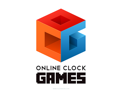 OCG logo block clock cube dice games online pixel retro vector