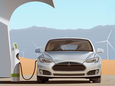 Electric car - infographic element car charge electric illustration infographic recharge tesla vector vehicle