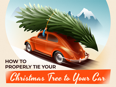 Transporting - header art art deco beetle car christmas deco design graphic design illustration infographic tree vector volkswagen vw winter xmas