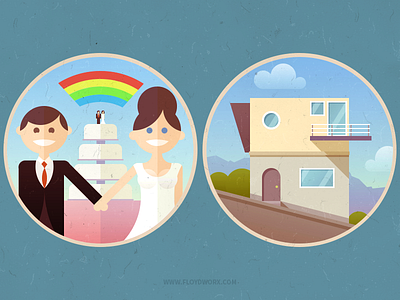 Infographic elements #1 character couple design flat house illustration rainbow street wedding