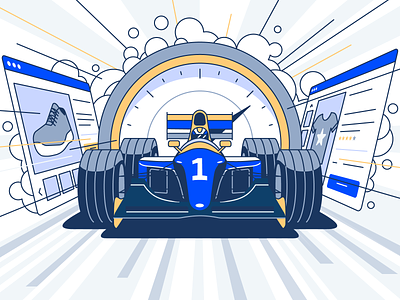Average page load time - infographic header car design flat formula gauge illustration race racecar road speed stroke vector website