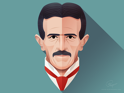 Nikola Tesla - Infographic element character design electricity face flat head inventor man nikola portrait serbian tesla