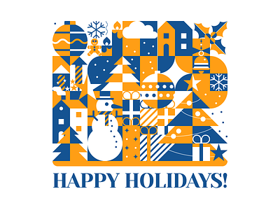 Holidays greeting card christmas design flat geometric gift illustration illustrator snowman tree vector xmas