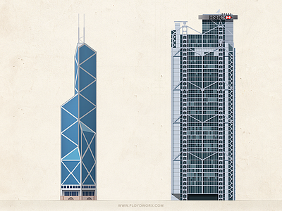 Bank of China and HSBC towers - infographic elements building elements infographic tower