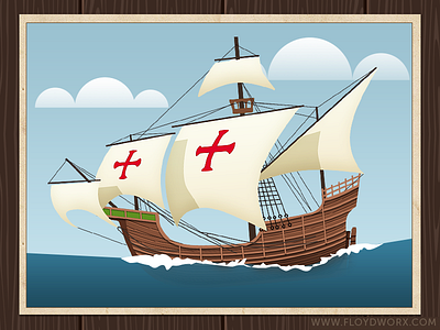 La Santa Maria - infographic element america columbus conquest ocean sea ship