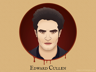 Edward Cullen from Twilight - infographic element character face head illustration infographic portrait twilight vampire