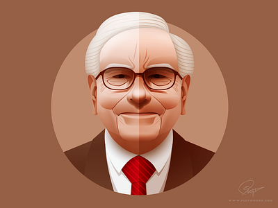 Warren Buffett - infographic element character face head illustration infographic portrait