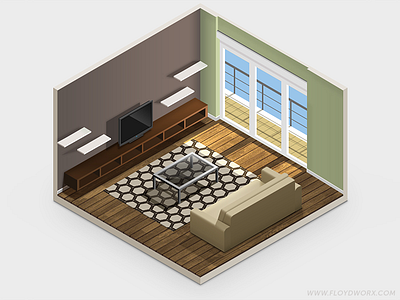 Hotel room - infographic element 3d couch hotel infographic isometric tv