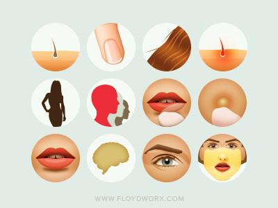 Small icons - infographic elements eye hair icon illustration infographic mouth skin