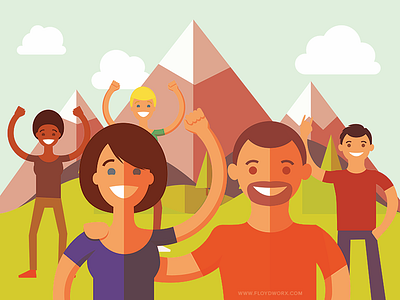 Guys - infographic element character flat illustration infographic mountain people person