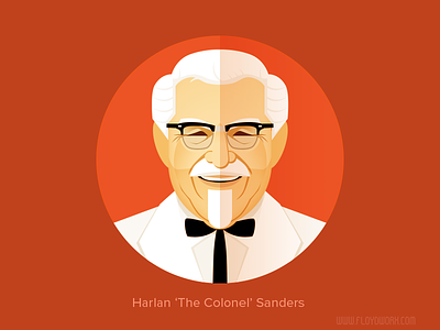 Harlan ‘The Colonel’ Sanders / KFC - infographic element cartoon character colonel face flat head illustration kfc portrait