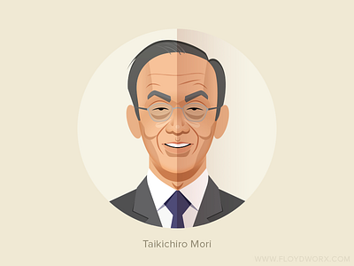 Taikichiro Mori / Mori Building Company - infographic element character face flat head illustration infographic portrait