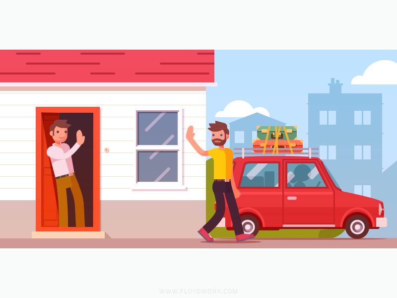 Sublet your apartment car character design flat house illustration rent tenant