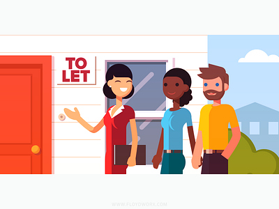 Realtor character design flat house illustration tenant