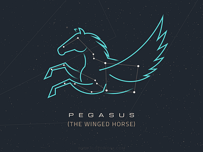 Constellations - Pegasus circles horse illustration map outline sky space star wing
