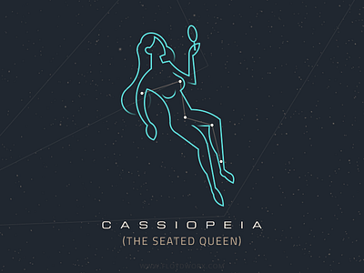 Constellations - Cassiopeia circles illustration lady map mirror outline sky space star woman