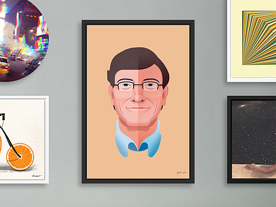 Bill Gates print for sale on Curioos art canvas character decor design flat microsoft portrait poster vector wall windows