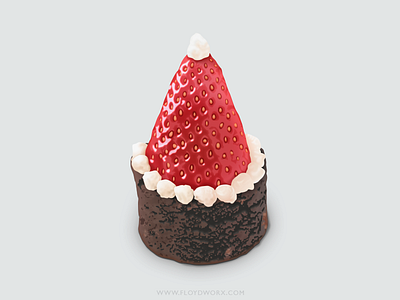 Santa Hat Brownies brownie christmas illustration photoshop strawberry