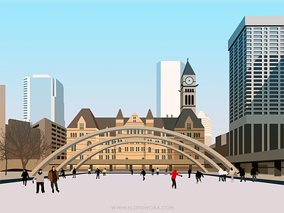 Toronto ice rink - infographic element city ice illustration skate vector winter