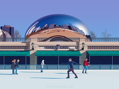 Chicago ice rink - infographic element city ice illustration infographics skate vector