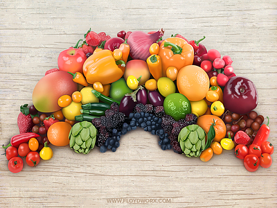 Fruits - infographic element apple blackberry food fruit illustration onion orange paprika rainbow tomato