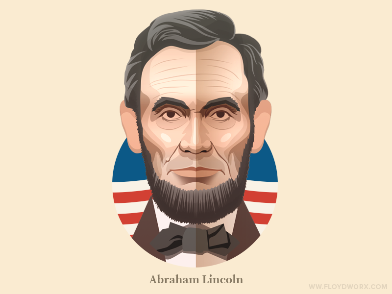 Abraham Lincoln - infographic element character face head illustration portrait president states united usa