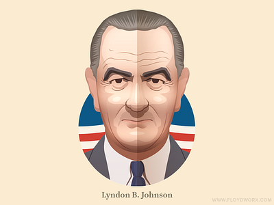 Lyndon B. Johnson - infographic element character face head illustration portrait president states united usa