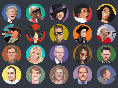 Celebrities - infographic elements celeb character head illustration vector