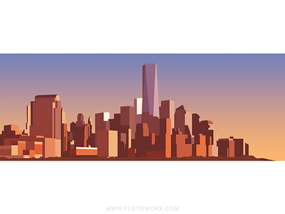 New York sunset - infographic element building city illustration metropolis new skyscraper vector york