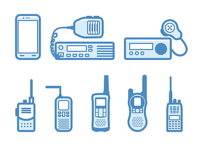 Communication options - infographic element cell frequency icon illustration mobile phone radio signal talkie vector outline walkie