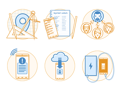 Icons - infographic element cloud communication flat icon illustration lineart outline phone signal vector