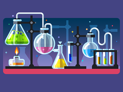 Chemistry lab chem chemical design flat glass illustration laboratory test tube