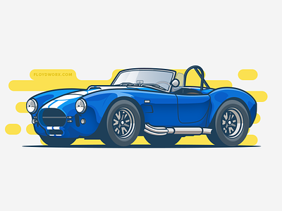 Cobra ac auto car design flat illustration race shelby stroke vehicle vehicular