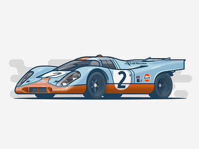 Porsche 917 auto car design flat illustration race stroke vehicle vehicular wheels