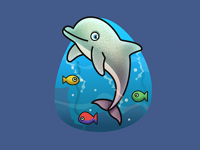 Dolphin - infographic element animal cartoon character creature design fish flat illustration ocean sea water