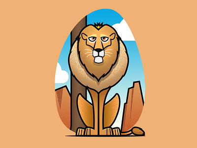 Lion - infographic element animal cartoon character creature design flat illustration