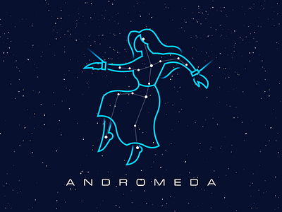 Constellations - Andromeda circles illustration map outline sky space star